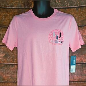 Messi Wingstar T-Shirt Tee Pink with Silver Logo Men's Size Small NWT AE-2688